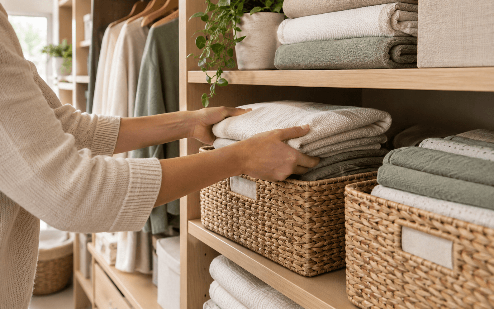 Ejecución de un sistema de organización en closet